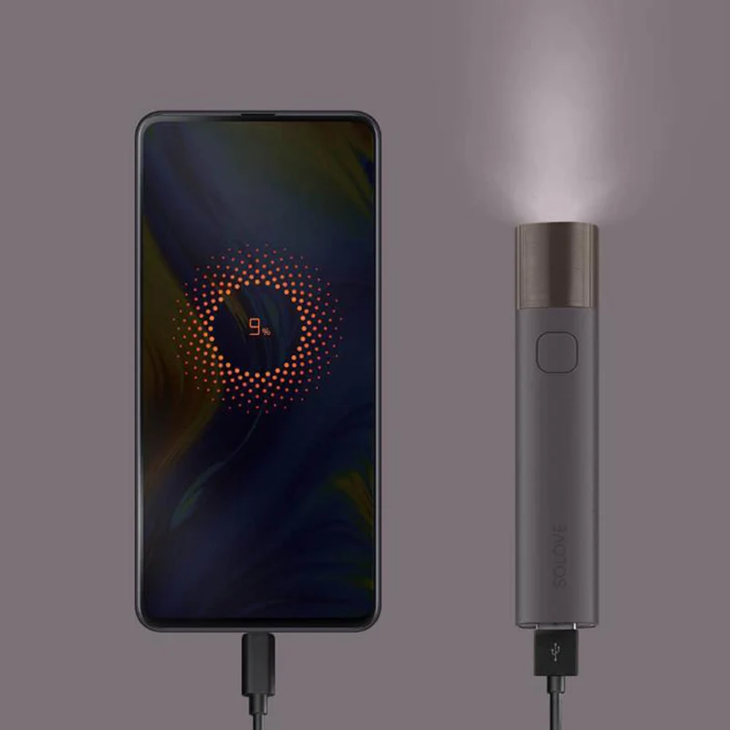 XIAOMI MIjia SOLOVE фонарик X3 USB Перезаряжаемый Электрический фонарь яркость EDC фонарик 3000 мАч Внешний аккумулятор мини светодиодный фонарь H30