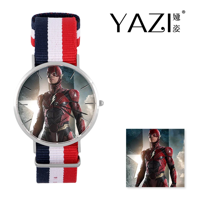 

YAZI Personalized Wrist Watch The Flash Lucky Logo Quartz Watch Nylon Band Stainless Steel Case Waterproof Watch Memory Gift
