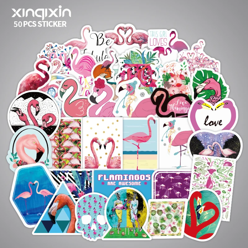 

50pcs/bag Flamingo sticker cartoon waterproof sticker for children travel case bicycle laptop notebook kid toy anime stickers