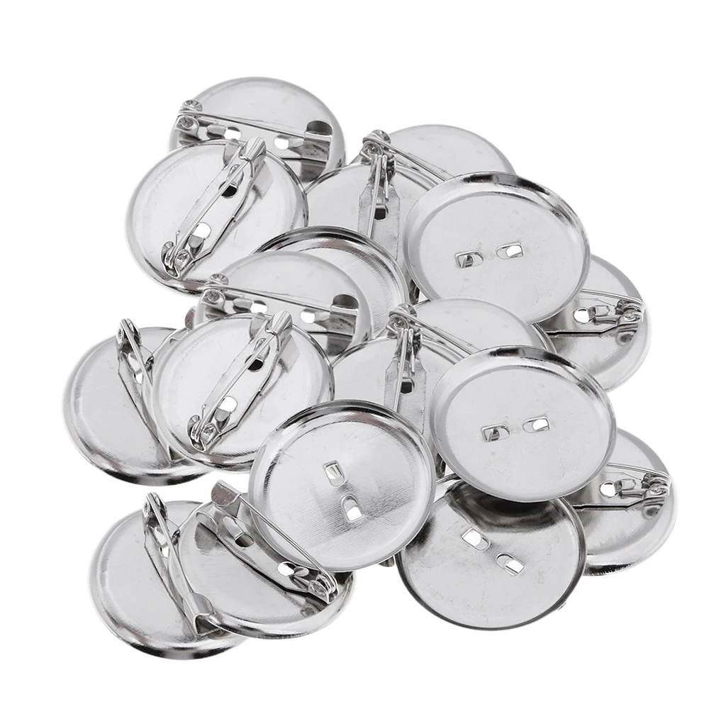 20 Pieces 23MM Metallic Rustless Pin Back Button Base Back Badge Button Supplies Pin Disk Base Pad Customize Personalize Badg