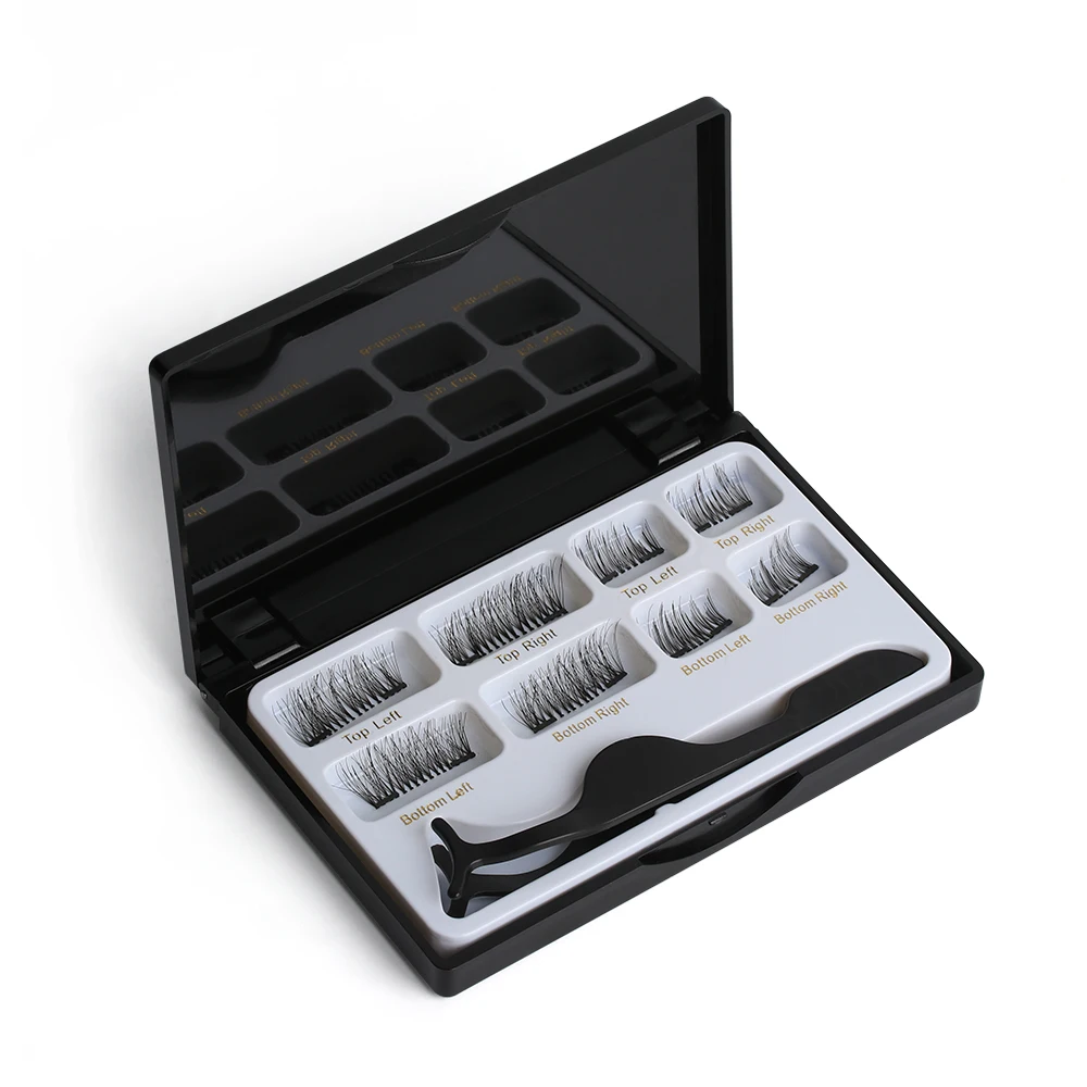

2 Styles Mixed Dual Magnetic False Eyelashes Extension Thick Long Natural Magnet Eyelashes with Tweezer Makeup Tools