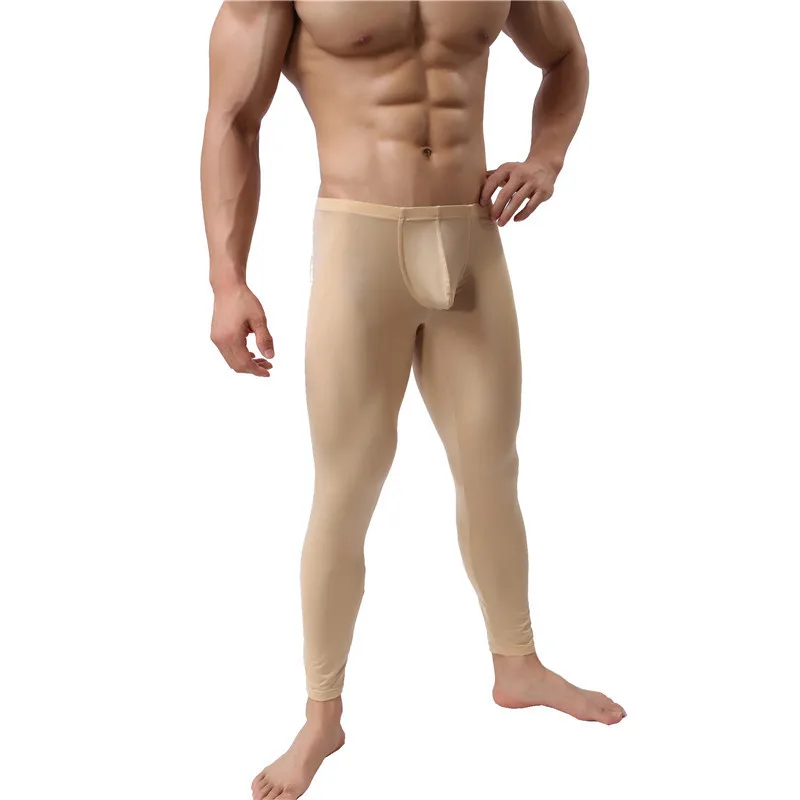 Sexy Long John Men's Ice Silk Thermal Underwear Pants Ultra-Thin Warm Long John Elastic Tights Leggings Sleepwear Pajamas Sexy Long John Men's Ice Silk Thermal Underwear Pants Ultra-Thin Warm Long John Elastic Tights Leggings Sleepwear Pajamas