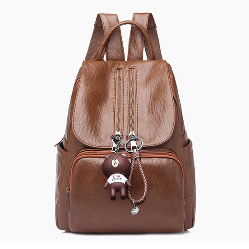 

2019 brand women's backpack women's leather casual backpack high quality women's fashion leather backpack student girl bag