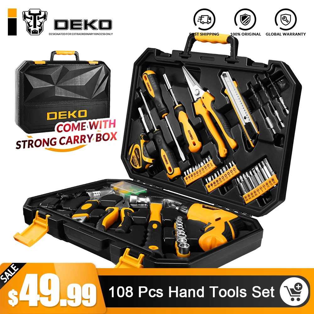 DEKO TZ108 торцевой ключ бытовыми Комбинации Набор инструментов w/3,6 V Аккумуляторный шуруповерт и Toolbox чехол для хранения|tool set|combination tool setsocket wrench | АлиЭкспресс
