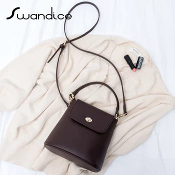 

Vintage High Quality Microfiber Leather Buckle Handbags Bucket Crossbody Messenger Shoulder Tote Bags 2020 Women Female Simple