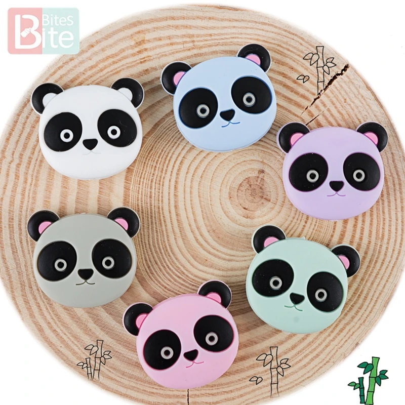 

Bite Bites 3pc Panda Silicone Beads Food Grade Silicone Bead Teething Pendant For Pacifier BPA Free Baby Goods Baby Teether