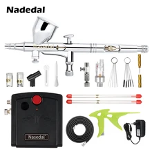 Nasedal NT-18 Мини Аэрограф компрессор комплект двойного действия Аэрограф Spary краски пистолет для ногтей для торта автомобиля краски ing макияж модель