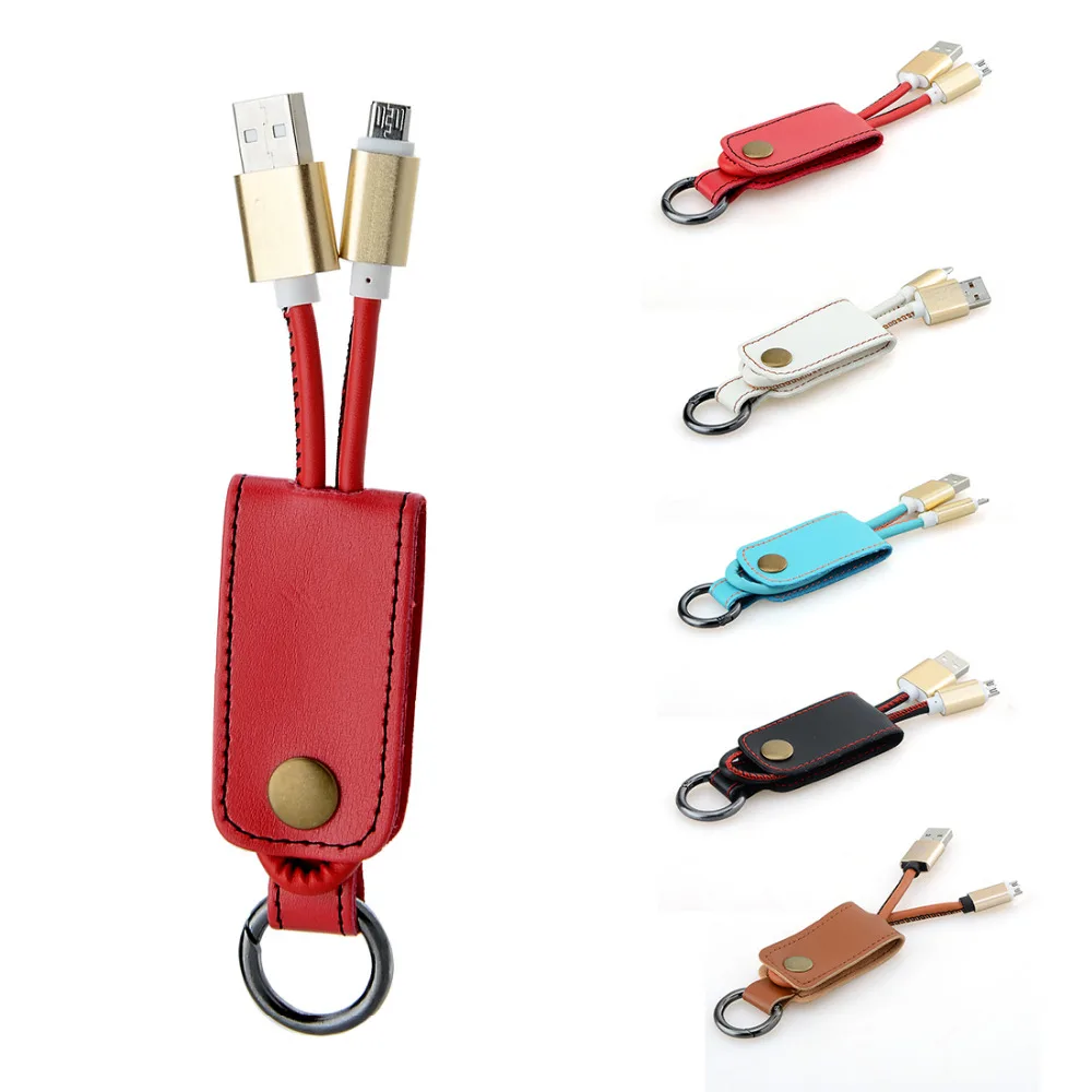 

Leather Key Chain USB Cable For Micro USB Key Ring Cables For Samsung For Huawei Xiaomi 5s Redmi Fast Charging Data Line