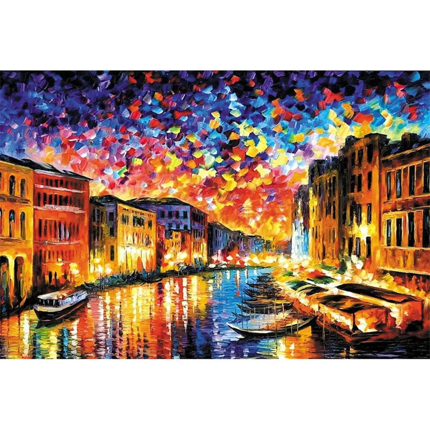 DIY Digital Painting By Numbers Venice Canal oil painting mural Kits Coloring Wall Art Picture Gift frameless | Дом и сад