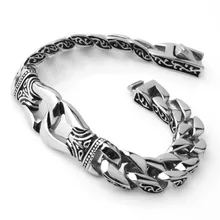 12 мм 8,6" модный серебряный мужской браслет из нержавеющей стали 316L винтажный изогнутый браслет с кубинским звеном ювелирных изделий