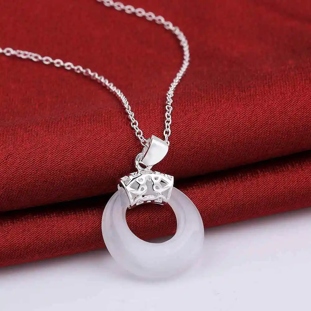; торговля Модные ювелирные изделия посеребренное ожерелье круглый камень подвеска-ароматизатор женское эффектное ожерелье 925