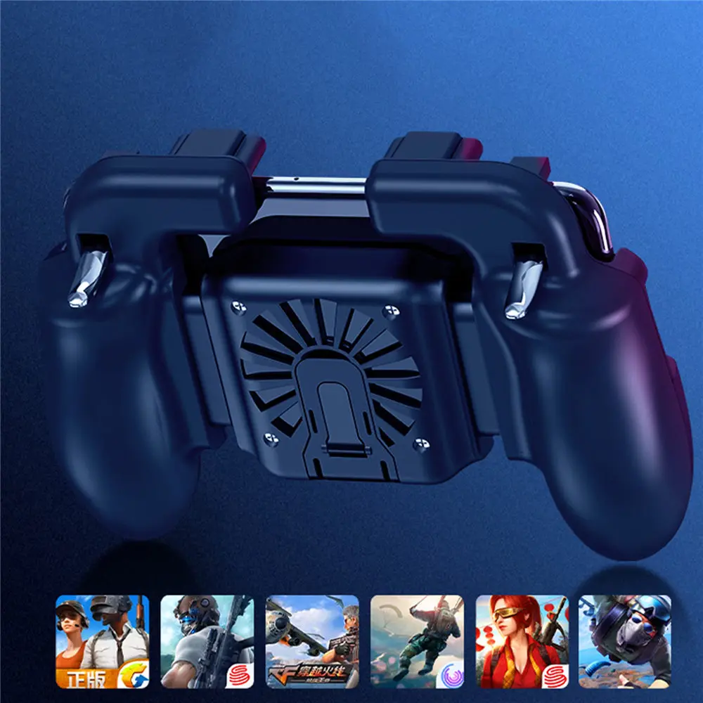 Mobile gaming controller handle joystick with cooling fan pubg mobile game trigger grip fire button