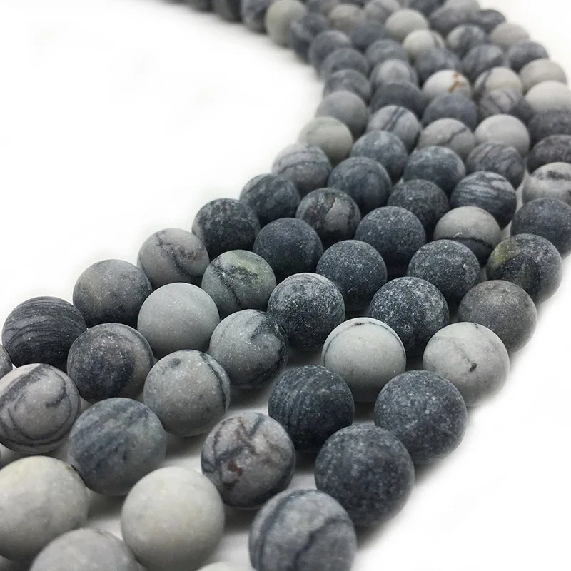 Natural black white Dull Polish Matte Amazon Stone Beads Round Loose