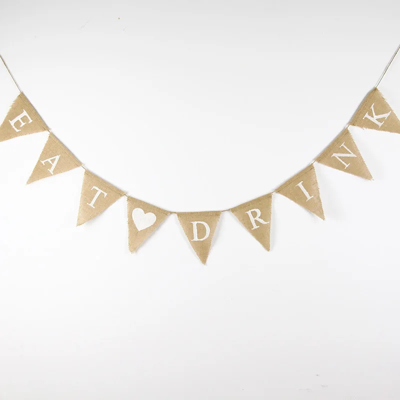 Burlap Свадебные плакаты Eat Drink реквизит для свадебной фотографии Bunting