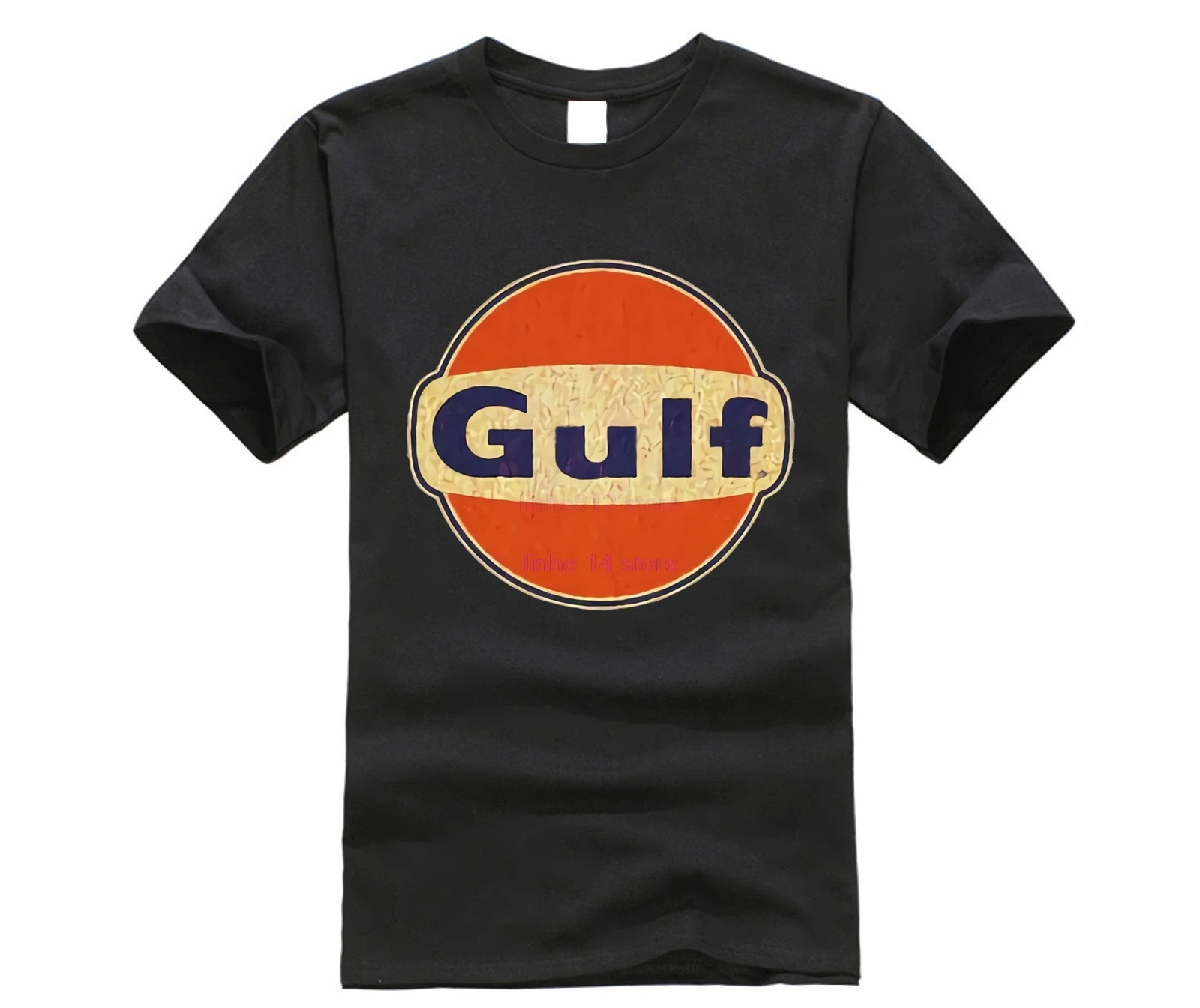 

Limited Gulf Oil Rusty Vintage Distress Logo Design Black T-Shirt Size male teeshirt summer top tees man brand tee-shirt