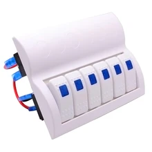 Boat Marine Blue Led 6 Gang Splashproof Waterproof Rocker Switch Panel White