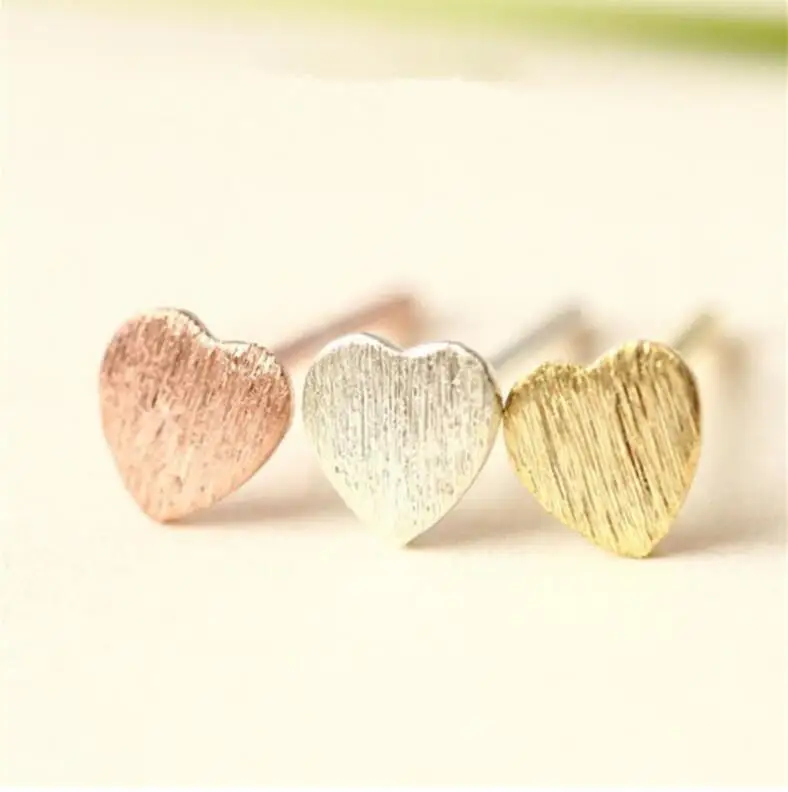 

On Sale Fashion Minimalist Brushed Heart Earrings Simple Cute Ear Studs mujeres moda Bijoux Jewelry Stud Earrings E5052