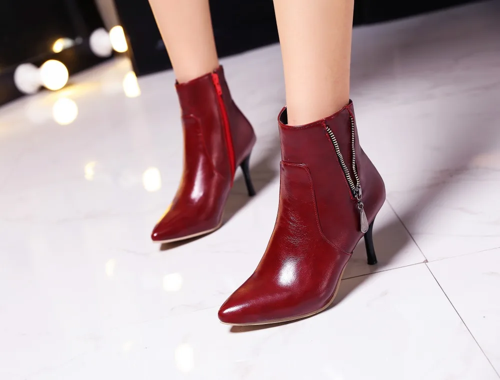 Vino Blanco Dedo Zapatos Tamaño Alta 5 9122 Calidad Original Pie Punta Intención Del 3 Fino Tacones 9121 Mujeres Sexy Mujer Botines Negro 9123 13 Rojo UaU7xZvn
