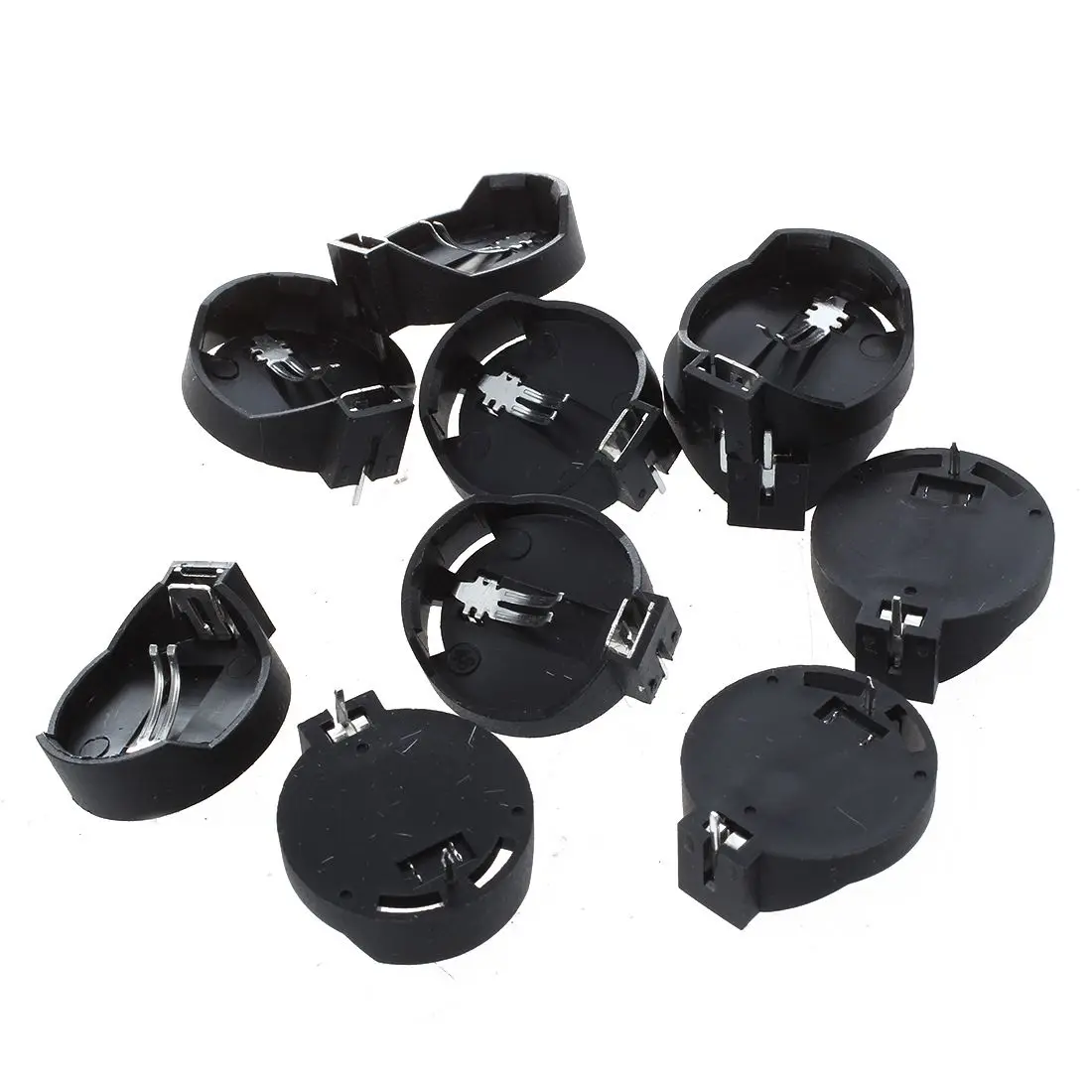 10pcs Black Round Button Battery Holder Case for CR2032 2016 2025in