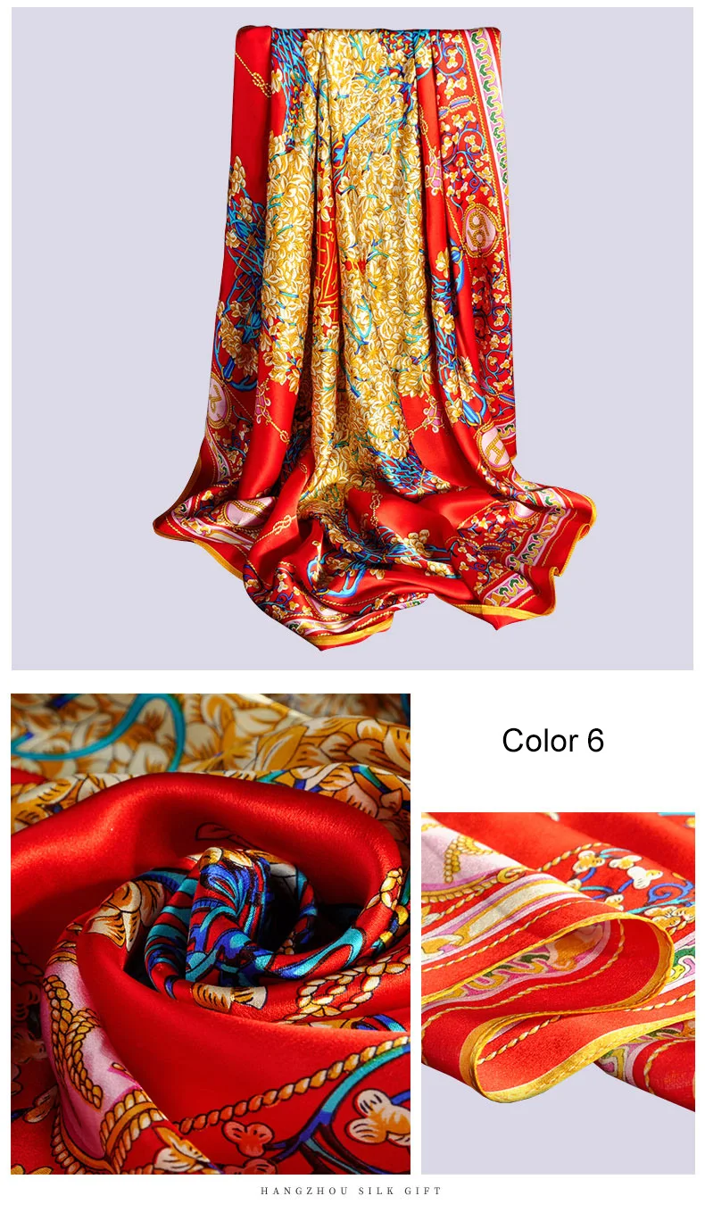 Женский квадратный шелковый шарф 110*110 см бренд шелк из Ханчжоу бандана обертывания для подарка с принтом платок натуральный шелк квадратные шарфы
