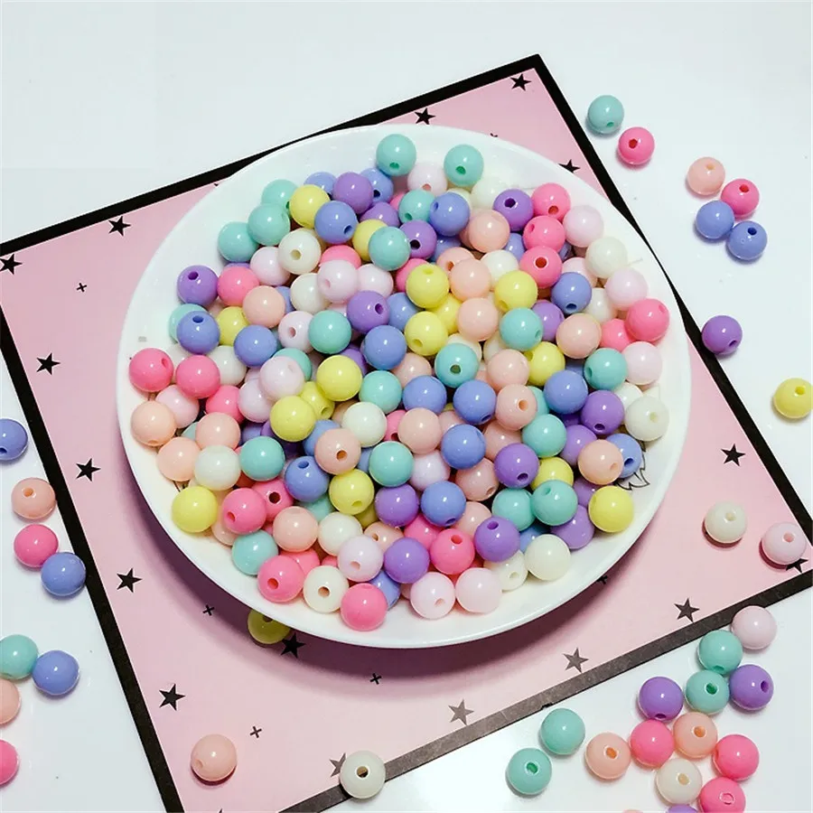 Multicolor Round Beads Diy Hand Made Beaded Bracelet Necklace Jewelry Making Candy Color Loose Clothing Accessories | Дом и сад