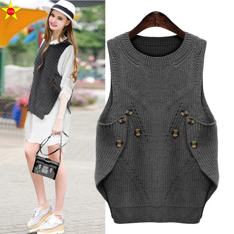 XL 5XL Plus Size Casual Women Vests 2018 Autumn Jacket Fashion Knitted