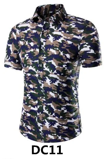 Новинка, гавайская Мужская Повседневная рубашка с коротким рукавом, деловая приталенная рубашка с коротким рукавом, Мужская брендовая Модная рубашка с принтом - Цвет: DC11
