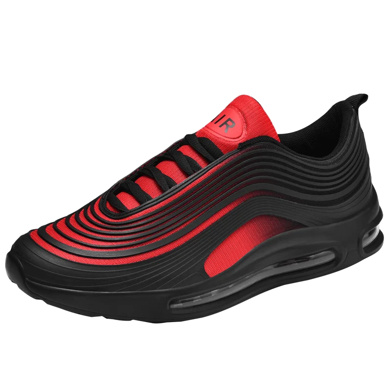 Мужская обувь для бега, легкая дышащая мужская обувь, уличная прогулочная обувь, мужские кроссовки спортивные, стильные, всесезонные, спортивная обувь - Цвет: Black Red