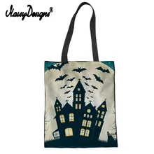 NoisyDesigns череп на Хэллоуин принт Для женщин складная сумка Сумки сумки многоразовые экологически чистый хлопок большой мешок