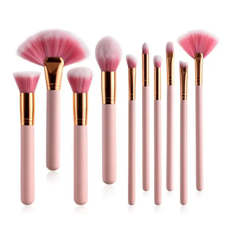 New Makeup Brushes 10PCS Set Pink Make Up Brush Soft Synthetic