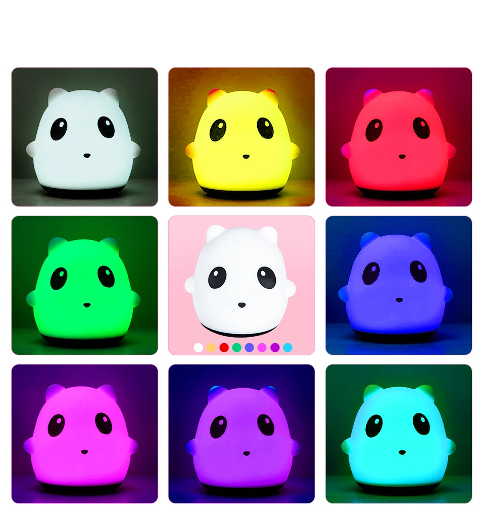 Touch Silicone Led Night Light USB Rechargeable Baby Children Kids Gift Animal Cartoon Lamp Bedside Bedroom (8)