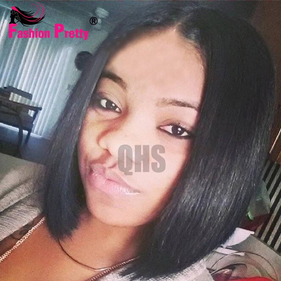 

Yaki Straight Bob Cut Glueless Lace Front Light Yaki Silk Top Wig Virgin Malaysian Hair Bob Wigs For african Women middle Part