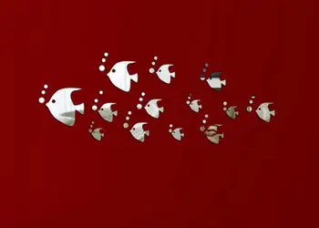 Home Decor 13PCS Lovely Fish Silver Mirror Decoration Home Room Art 3D DIY Wall Stickers wall sticker Home Deco mirror AU1