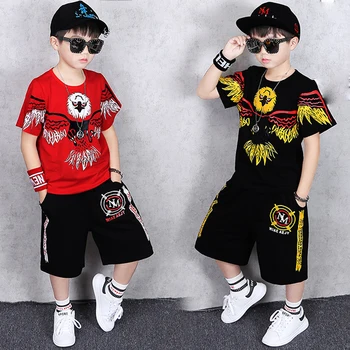 

Summer Boy Sportswear 2-piece Cotton Cartoon Printing Short-sleeved T-shirt Pants 4-12 Y Child Quality Children's Wear Hot Sal