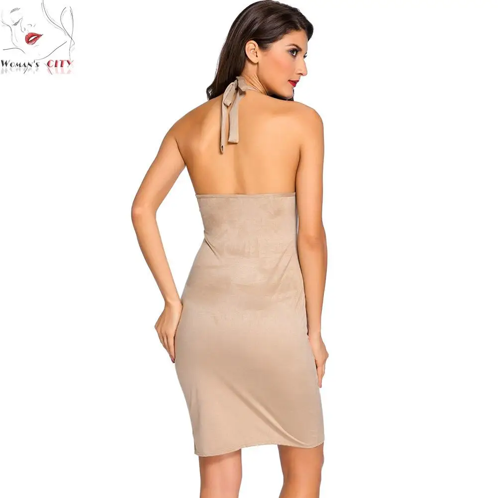 Довольно Dress 2016 Новая Империя Лето Горячая Дамы Замши Холтер Шеи Без Рукавов