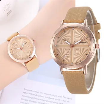 

Zegarek Damski 2019 New Fashion Ladies Watches Luxury Brand Women Watch Beige Leather Analog Quartz Crystal Wristwatches Saati