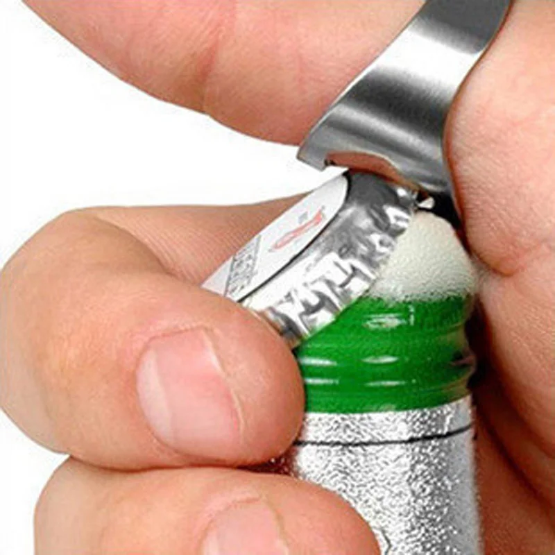 

2PC New Finger Ring Bottle Opener Stainless Steel Handy Bar Tool Waiter Server Beer