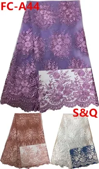 

Hot sale 5yards african french lace fabric high quality 2018 african lace fabric nigerian lace fabrics for wedding dress FC-A44