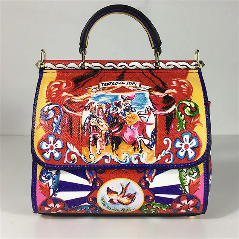 Serrure Sacs Véritable Et Imprimé genuine En Nouvelle Leather pu Épaule Sac Main Leather Dames D'impression Genuine À Européen Américain 2018 Couvrant Leather Couleur Cuir Skew Rétro Z785xw0zBq