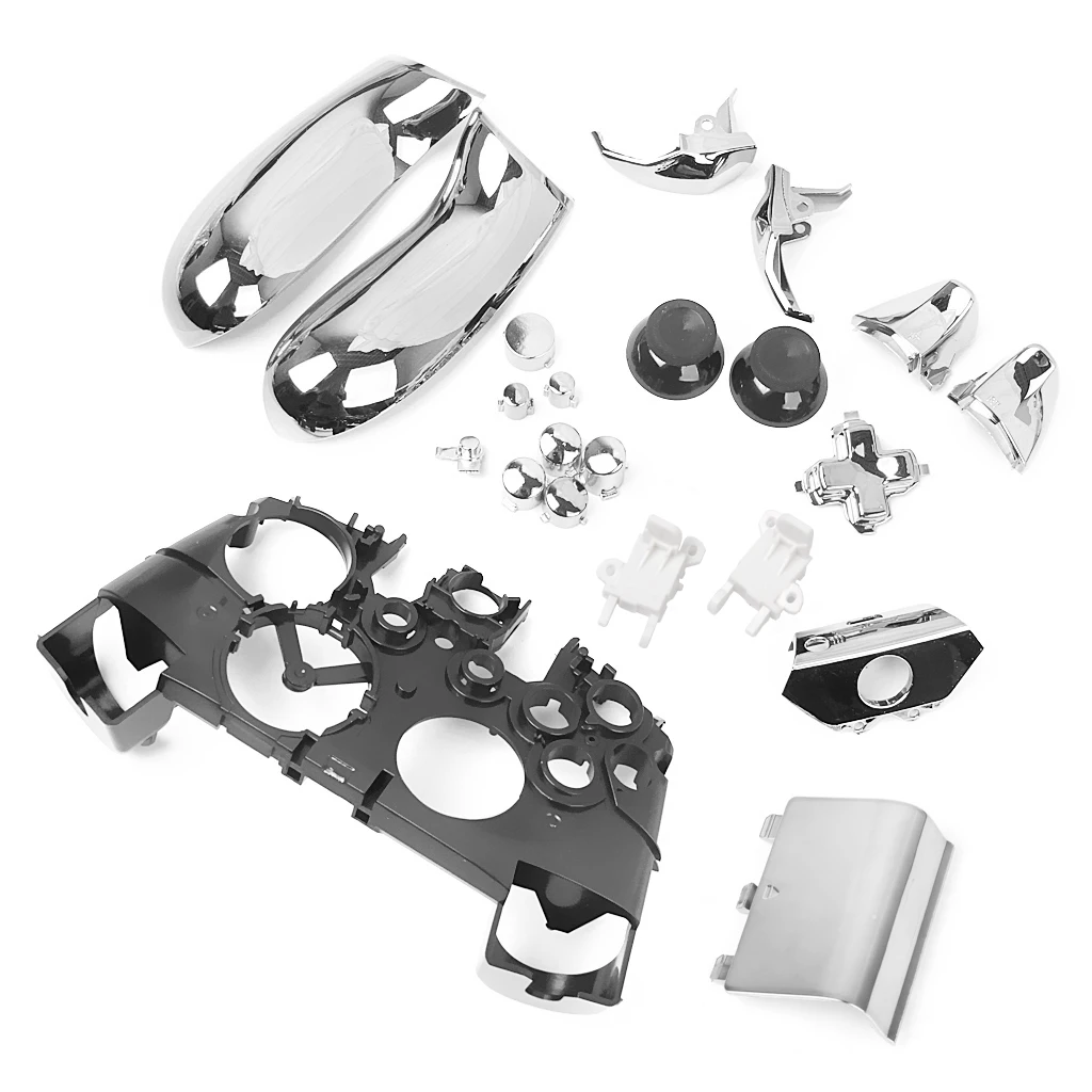 Metal Plated Full Housing Shell Case Kit Replacement Parts for Xbox One Wireless Controller - Silver