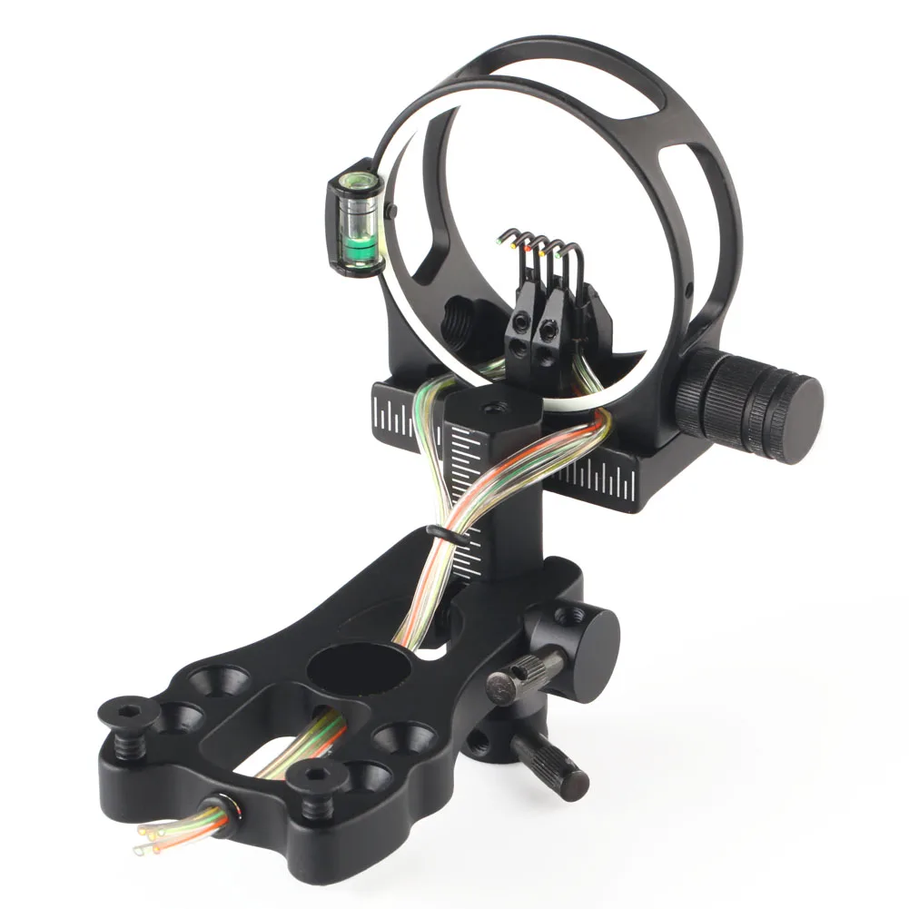 Fibre Optic 5 Pin Archery Bow Sight w/LED Light Hunting For Compound