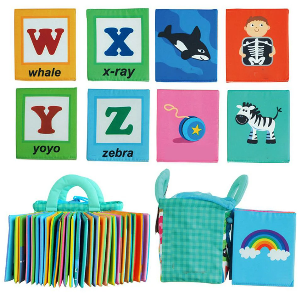 Recursos de Aprendizagem Montessori Primeiros Educacional Série 26 Pces Alfabeto Macio Cartões Pano Bolsa Livros Minha Primeira Palavra Livro Zoo 9 Weddings & Events