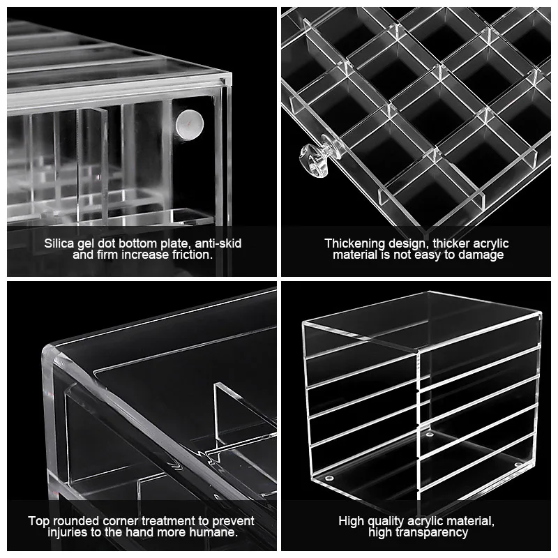 

Transparent Nail Art Storage Box 5 Layer 100 Grid Large Capacity Organizer Case for Manicure Tool TY99