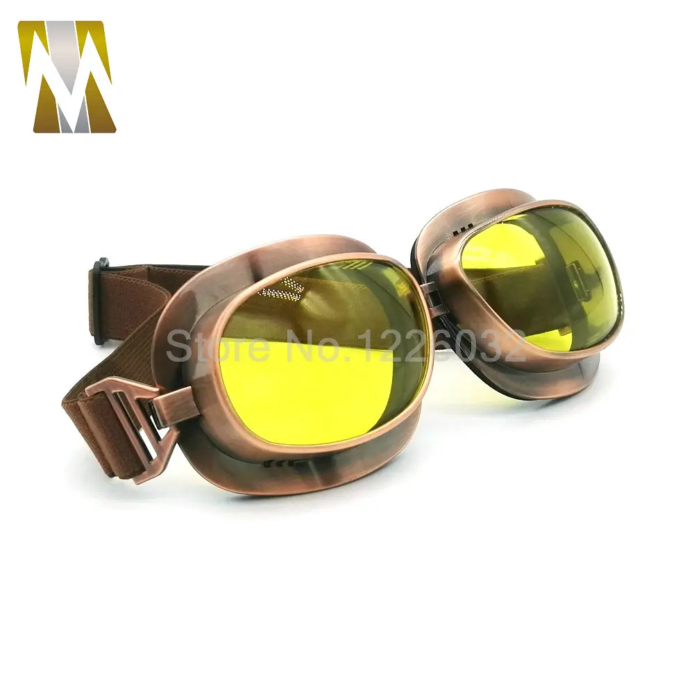 Новые очки для мотокросса, очки с медным покрытием, ретро реактивный шлем - Цвет: Цвет: желтый