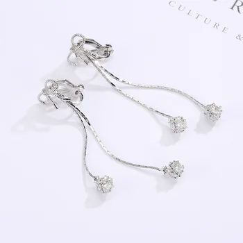

High Quality Double Ball Shape Cubic Zircon Clip on Earrings No Pierced for Women Party Bowknot Piercing Earrings Fashion Bijoux