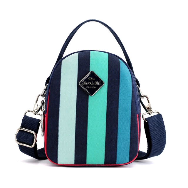 Fashion Lady Essential Style Striped Mini Crossbody Bag Female Lightweight Nylon Practical ...