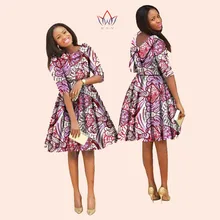BRW African Bazin riche fabric Autumn Dress Women tradition Wax Print Dashiki for woman Plus Size Midi Dress robe Vestidos WY562