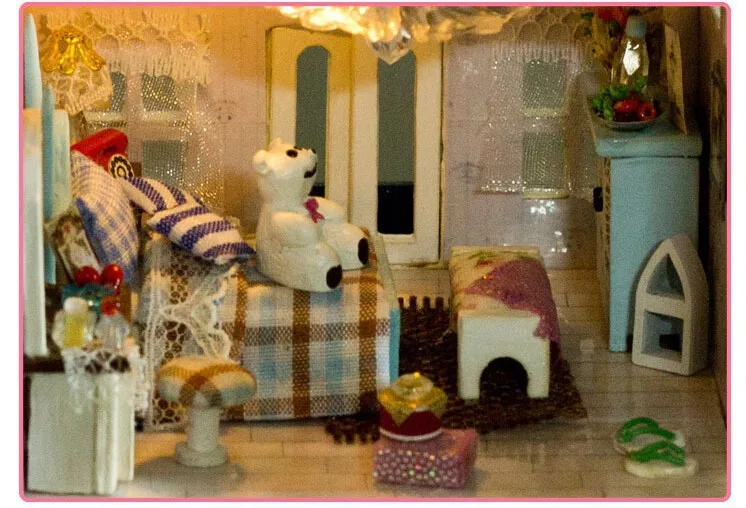 13015 дом для праздников Деревянный Кукольный дом с огнями 3d ручной работы diy Миниатюрный Кукольный домик аксессуары кукольный домик