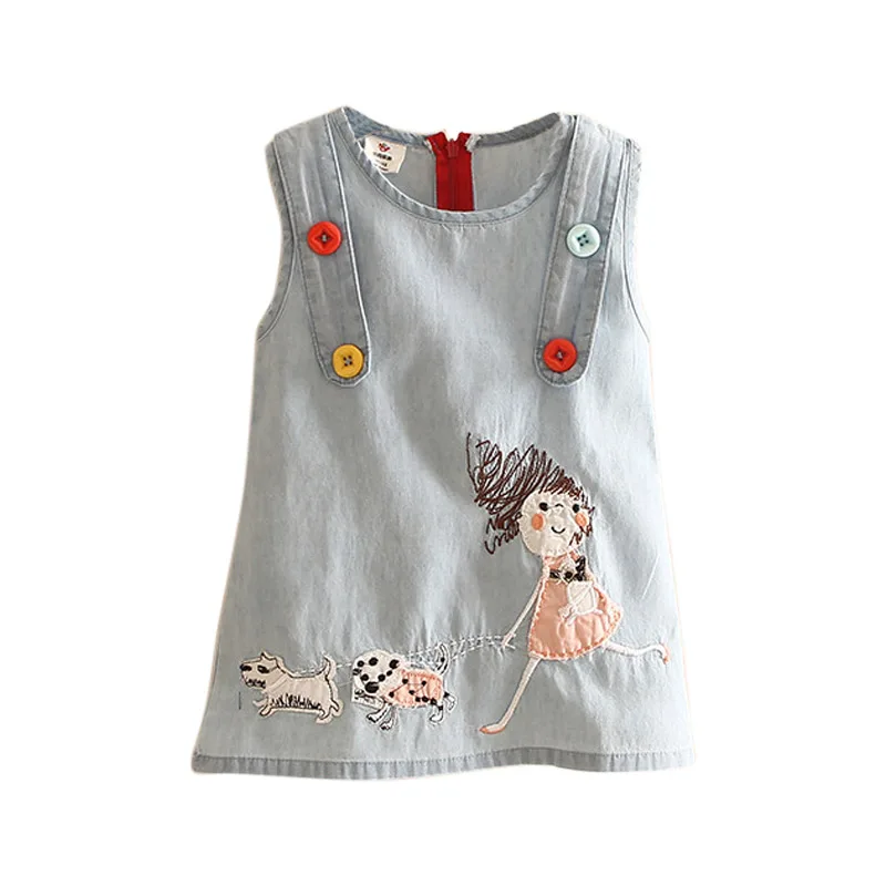 

Hot summer female children's denim sundress new Korean version girls' and children's embroidered sleeveless skirt