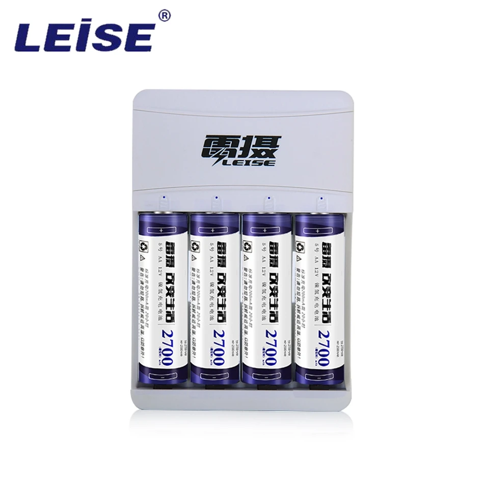 

Leise4559753 4Slots LCD Display Intelligent AA/AAA Battery Charger for NiMH Rechargeable Batteries with 4pcs 2700mah battery